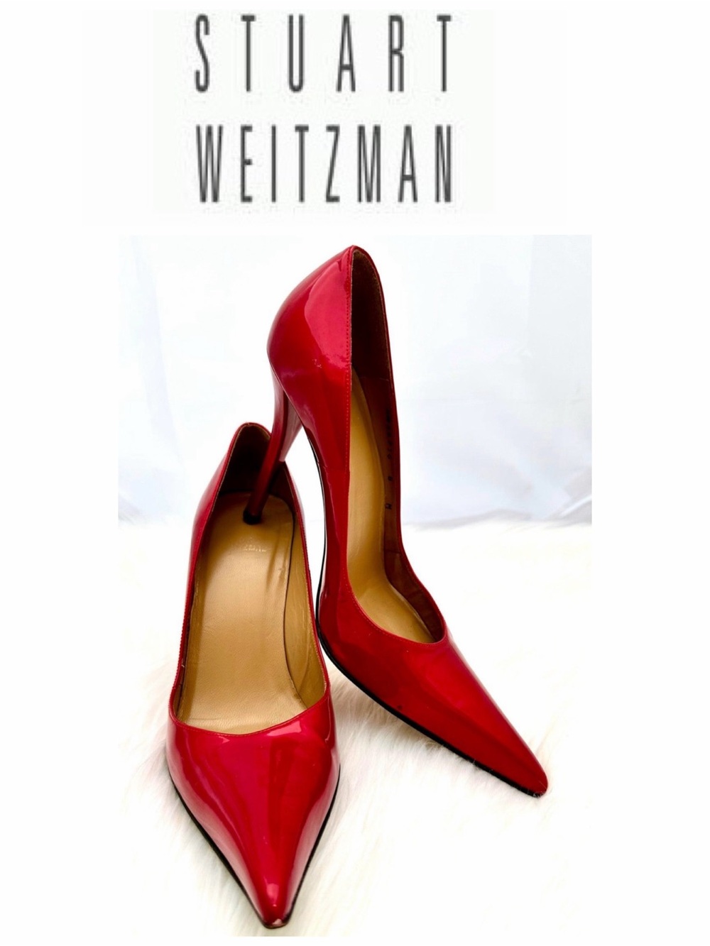 Stuart Weitzman Sensual Red Quasar Patent Leather Pumps Size 8.5